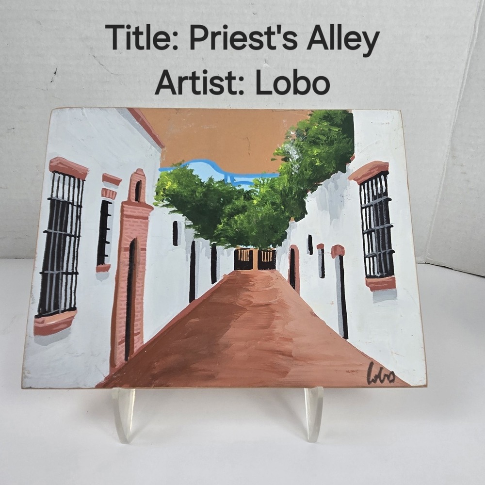Dominican Republic Priests Alley Folk Art Clay Tile Signed By Artist 8x6" READ